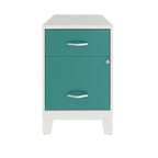 2-Drawer Vertical Metal File Cabinet with Accessory Drawer & Legs – Blue / White / Green