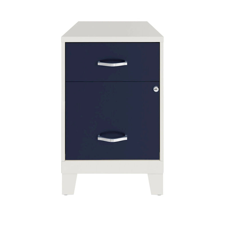 2-Drawer Vertical Metal File Cabinet with Accessory Drawer & Legs – Blue / White / Green